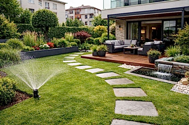 Küçükçekmece peyzaj firmaları tarafından uygulanan modern villa bahçesi peyzaj çalışması